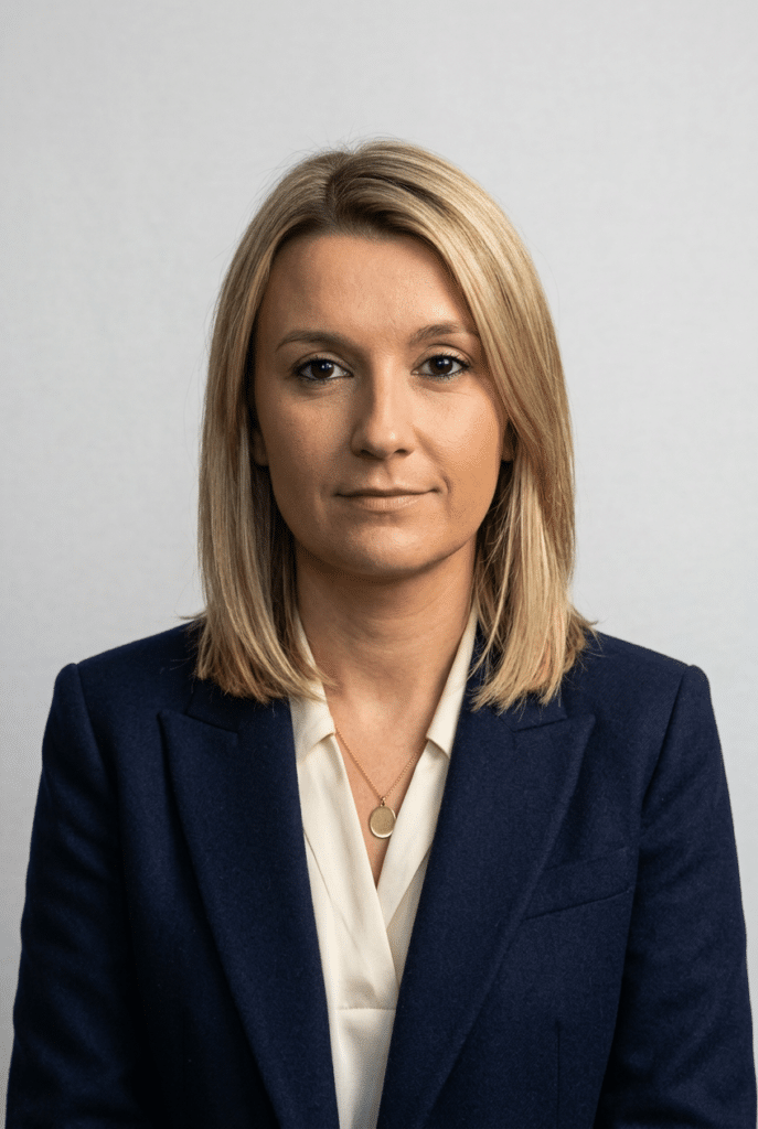 A female client manager in a black blazer